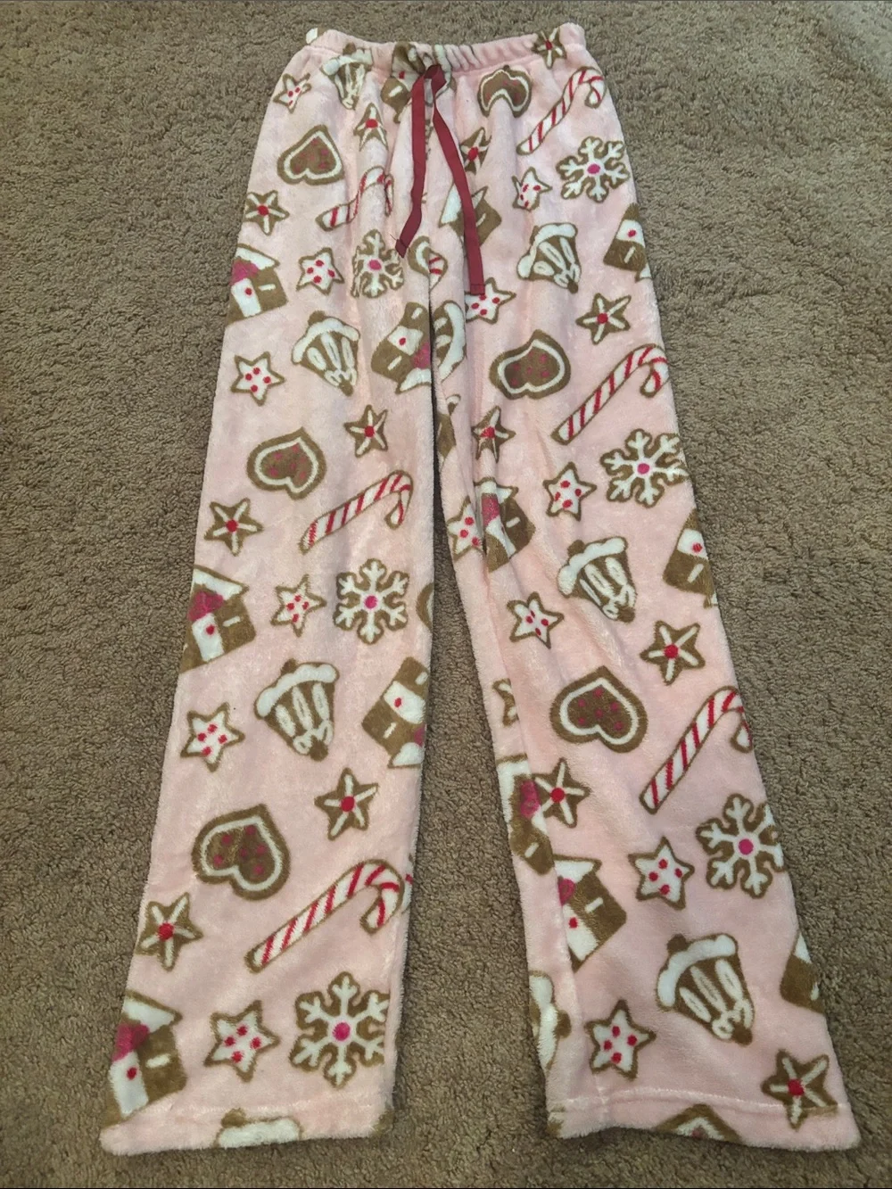 Kids Pink Holiday Print Fleece Pajama Pants - Cozy Seasonal Sleepwear